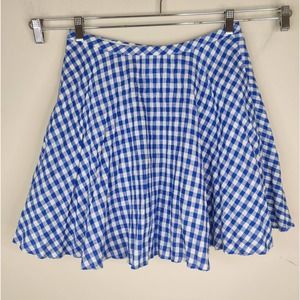 J. Crew Blue and White Checkered Mini Skirt